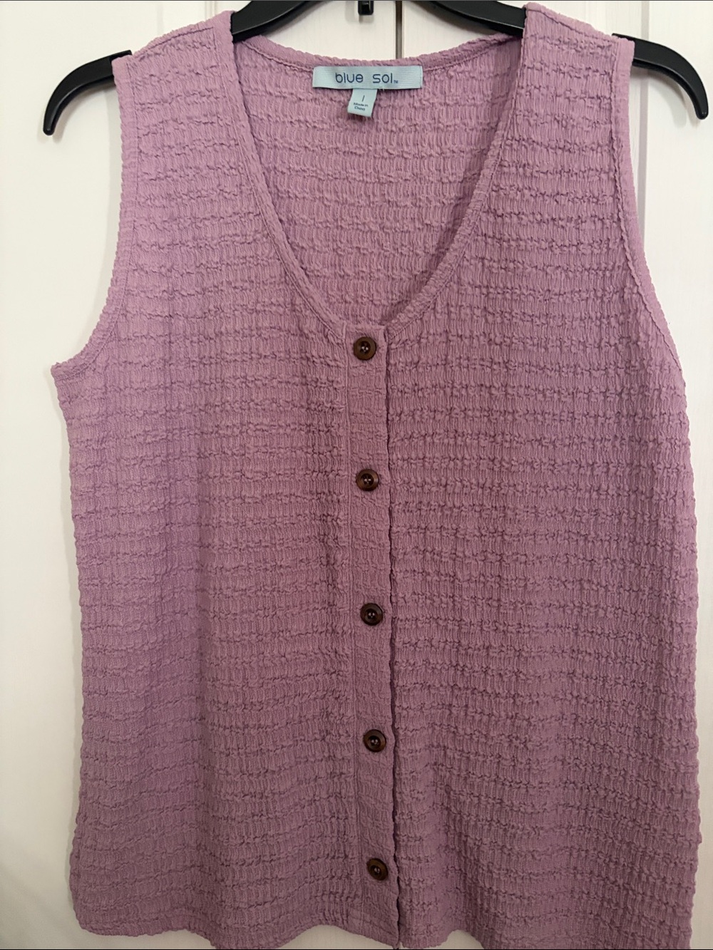 Blue Sol Lavender Textured Button-Front Crop Top